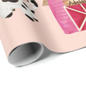 Personalisierter Name Rosa Bauernhof/ Blumengestei Geschenkpapier (Rolleneckpunkt)