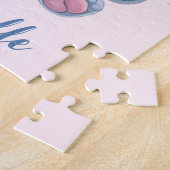 Personalisierter Name Rosa Blauer Elefant Mädchen Puzzle (Seite)