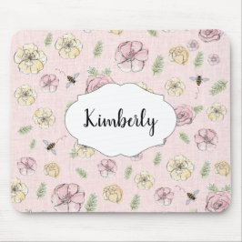 Personalisierter Name Rosa Blume Mousepad