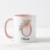 Personalisierter Name Rosa Blumen Danke Tasse Gesc (Links)