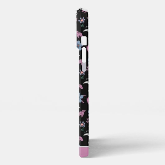 Personalisierter Name Rosa Blumenmuster nahtlos iPhone Hülle (Linke Seite)