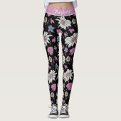Personalisierter Name Rosa Blumenmuster nahtlos Leggings (Vorderseite)