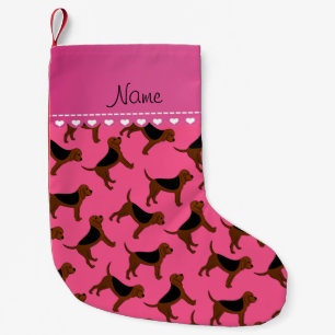 Personalisierter Name Rosa Blütenhunde Kleiner Weihnachtsstrumpf