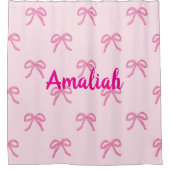 Personalisierter Name Rosa Bow Coquette Duschvorhang (Vorderseite)