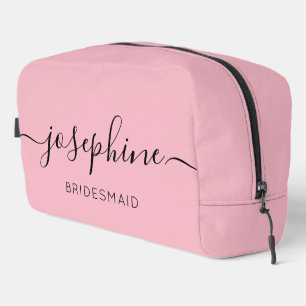 Personalisierter Name Rosa Brautjungfer Makeup Rei Waschbeutel