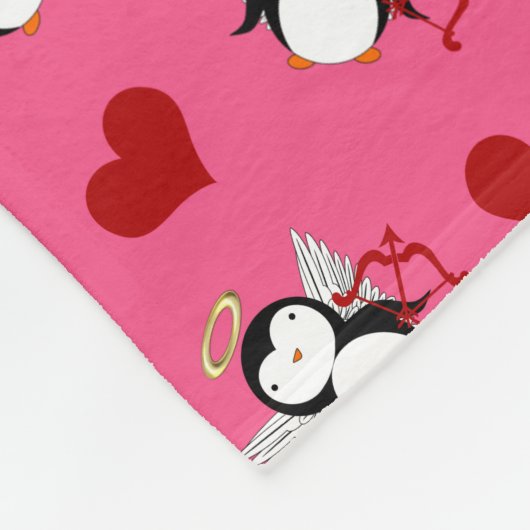 Personalisierter Name Rosa cupid Pinguine Fleecedecke (Ecke)
