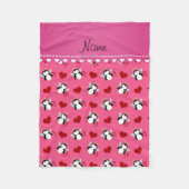 Personalisierter Name Rosa cupid Pinguine Fleecedecke (Vorderseite)
