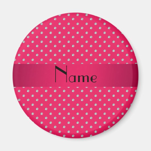 Personalisierter Name Rosa Diamanten Magnet (Vorne)