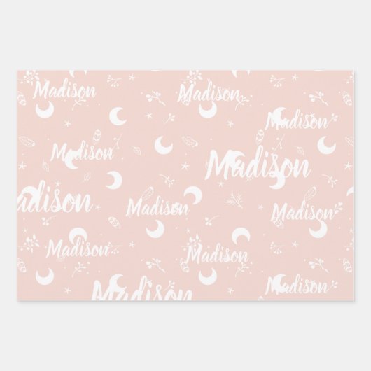 Personalisierter Name Rosa Elegante Niedliche Eleg Geschenkpapier Set (Vorderseite 3)