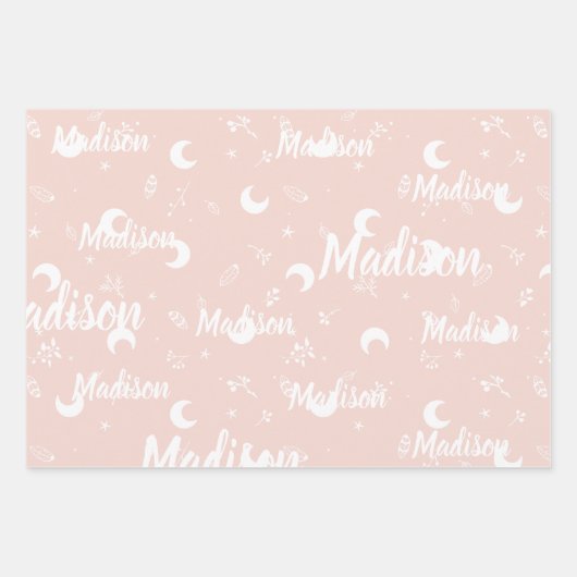 Personalisierter Name Rosa Elegante Niedliche Eleg Geschenkpapier Set (Vorderseite 2)
