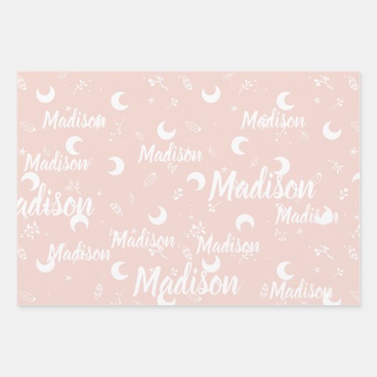Personalisierter Name Rosa Elegante Niedliche Eleg Geschenkpapier Set (Vorderseite)