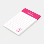 Personalisierter Name Rosa elegantes Monogramm Lin Post-it Klebezettel (angewinkelt)