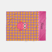 Personalisierter Name Rosa Eule lila orange Raute Fleecedecke (Vorderseite (Horizontal))