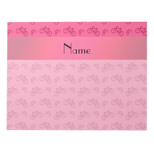 Personalisierter Name Rosa Fahrradmuster Notizblock (Vorderseite)
