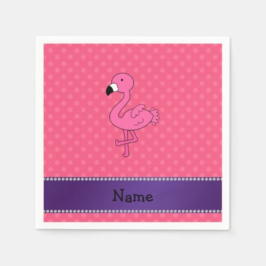 Personalisierter Name Rosa Flamingo Pink Polka Pun Serviette (Vorderseite)