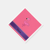 Personalisierter Name Rosa Flamingo Pink Polka Pun Serviette (Ecke)