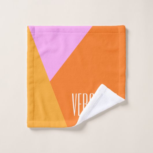Personalisierter Name Rosa Gelb Geometrisch Badhandtuch Set (Waschlappen)