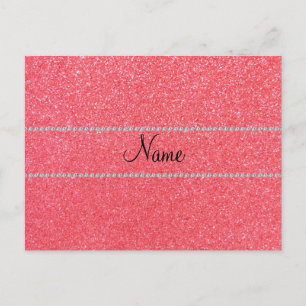 Personalisierter Name Rosa Glitzer Diamanten Postkarte