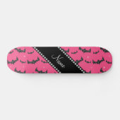 Personalisierter Name Rosa Glitzer Fledermäuse Skateboard (Horizontal)