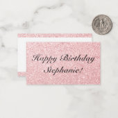 Personalisierter Name Rosa Glitzer Girls Geburtsta Mitteilungskarte (Vorderseite/Rückseite Beispiel)
