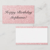 Personalisierter Name Rosa Glitzer Girls Geburtsta Mitteilungskarte (Vorne/Hinten)