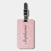 Personalisierter Name Rosa Glitzer Sparkasse Stil Gepäckanhänger (Vorderseite vertikal)