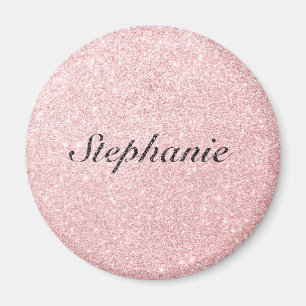 Personalisierter Name Rosa Glitzer Sparkline Stil Magnet