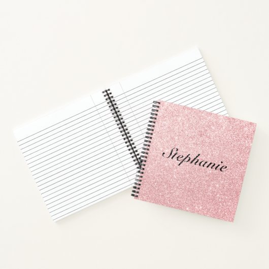 Personalisierter Name Rosa Glitzer Sparkline Stil Notizblock (Innenseite)