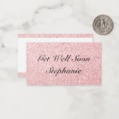 Personalisierter Name Rosa Glitzer wird bald gut Mitteilungskarte (Vorderseite/Rückseite Beispiel)