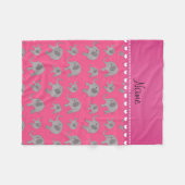 Personalisierter Name Rosa-Graue Elefanten Fleecedecke (Vorderseite (Horizontal))