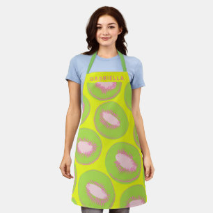 Personalisierter Name Rosa Grüner Kiwi Sommer Schürze