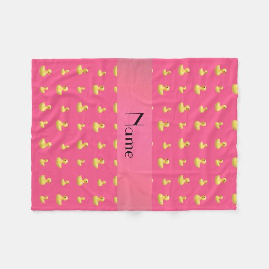 Personalisierter Name Rosa Gummiente Fleecedecke (Vorderseite (Horizontal))