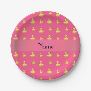 Personalisierter Name Rosa Gummiente Pappteller