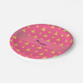 Personalisierter Name Rosa Gummiente Pappteller (Schrägansicht)