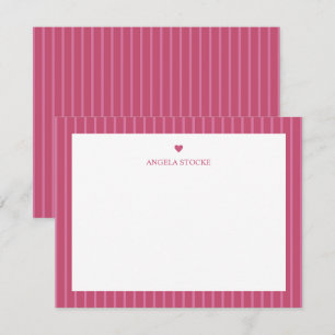 Personalisierter Name Rosa Herz Mitteilungskarte