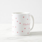 Personalisierter Name Rosa Herzen Andenken an eine Kaffeetasse (VorderseiteRechts)
