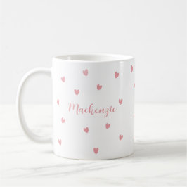 Personalisierter Name Rosa Herzen Andenken an eine Kaffeetasse