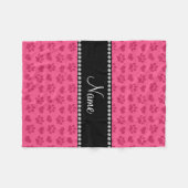 Personalisierter Name Rosa Herzen und Pfotendrucke Fleecedecke (Vorderseite (Horizontal))