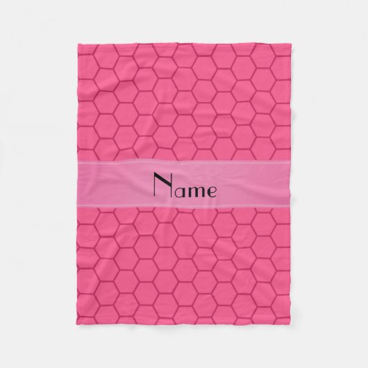 Personalisierter Name Rosa Honigwabe Fleecedecke (Vorderseite)
