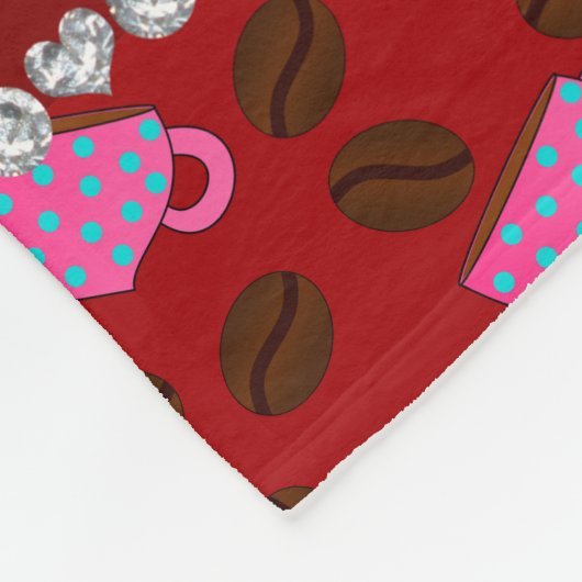 Personalisierter Name Rosa Kaffeetassen Bohnen Fleecedecke (Ecke)
