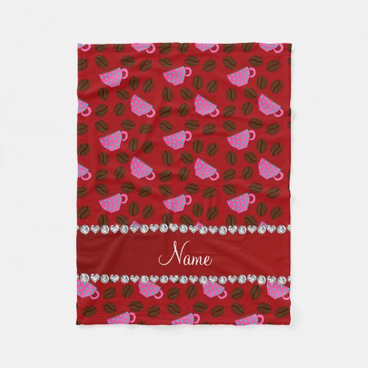 Personalisierter Name Rosa Kaffeetassen Bohnen Fleecedecke (Vorderseite)