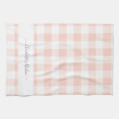 Personalisierter Name Rosa Kariert Geschirrtuch (Horizontal)
