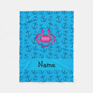 Personalisierter Name Rosa Krabbenblauer Referenzm Fleecedecke
