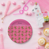Personalisierter Name Rosa Lebkuchen Schneeflocken Pappteller (Party)