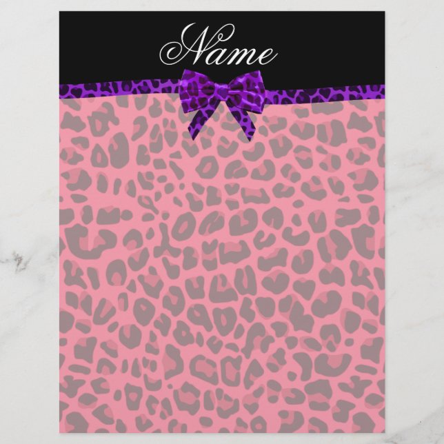 Personalisierter Name Rosa Leopardruck lila Bugbog (Vorderseite)