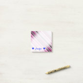 Personalisierter Name + Rosa/Lila/Graue Streifen H Post-it Klebezettel (Auf Schreibtisch)