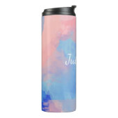 Personalisierter Name Rosa Lila Pastagerichte Wass Thermosbecher (Nach links gedreht)