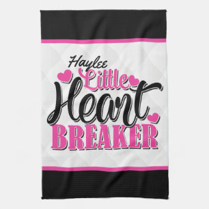 Personalisierter NAME Rosa Little Heart Breaker Geschirrtuch