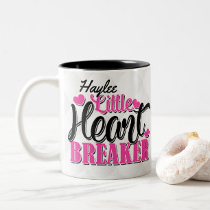 Personalisierter NAME Rosa Little Heart Breaker Zweifarbige Tasse