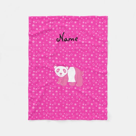 Personalisierter Name Rosa Panda Rosa Sterne Fleecedecke (Vorderseite)